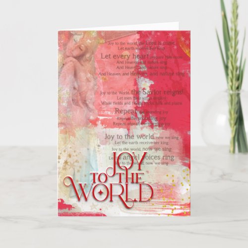 Joy To The World Christmas Carol Lyrics Angel Holiday Card