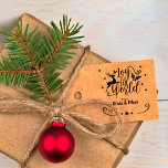 Joy to the World, Christmas Couple Tag  Rubber Stamp<br><div class="desc">This "merry christmas" tag features a christmas quote with a deer and couple names.</div>