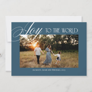 Joy to the World Christmas Design Blue Holiday Card