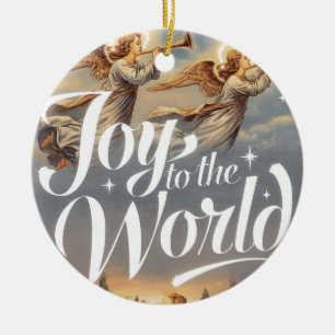 Joy to the World Christmas Design  Ceramic Ornament