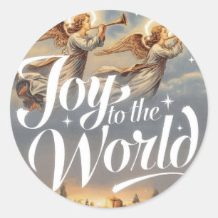 Joy to the World Christmas Design Classic Round Sticker