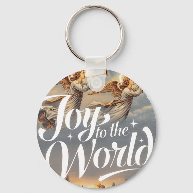 Joy to the World Christmas Design  Keychain (Front)
