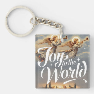 Joy to the World Christmas Design Keychain