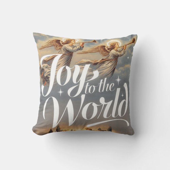 Joy to the World Christmas Design  Throw Pillow (Front)