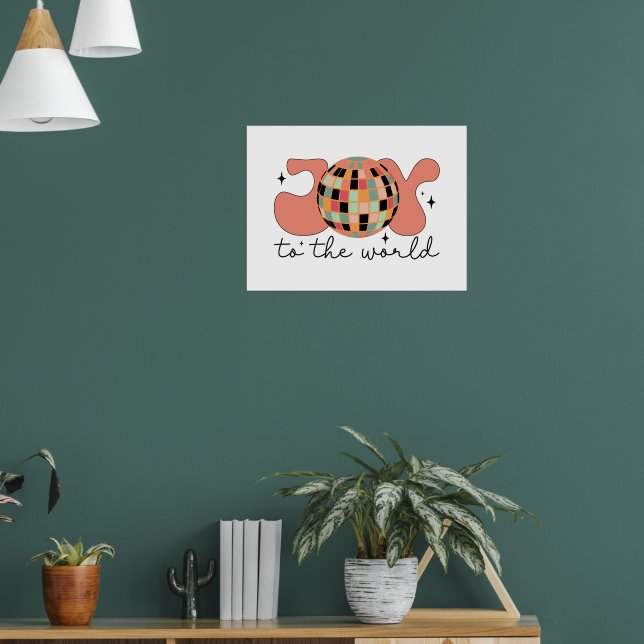 Joy to the World Christmas Disco Ball Poster (Living Room 1)