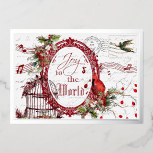 Joy to the world Christmas Foil Holiday Card
