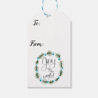 Joy to the World Christmas Gift Tags Blue