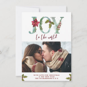 joy to the world christmas holiday photo card