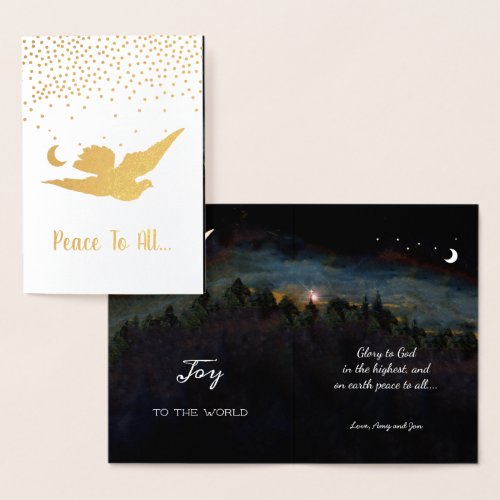 Joy To the World Christmas Holiday Real Gold Foil Card