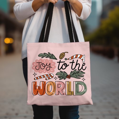 Joy to the World Christmas Holiday Tote Bag