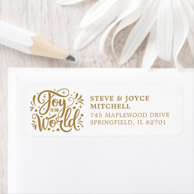 Joy To The World Christmas Holidays Gold Script Label (Insitu)