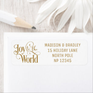 Joy To The World Christmas Holidays Gold Script Label