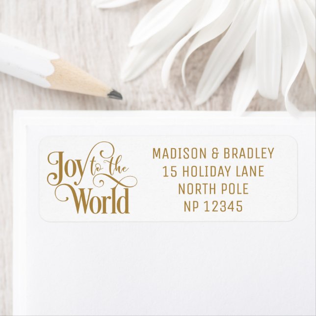 Joy To The World Christmas Holidays Gold Script Label (Insitu)