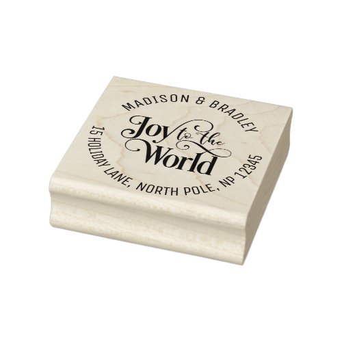 Joy To The World Christmas Holidays Gold Script Rubber Stamp