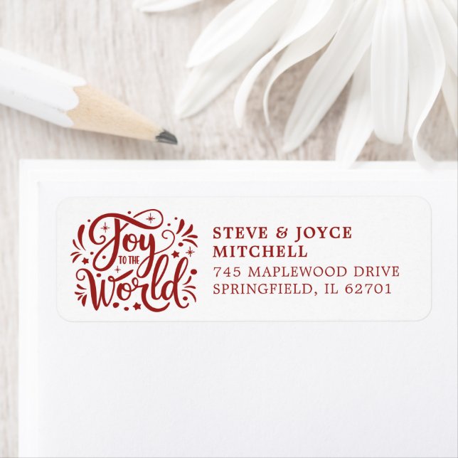 Joy To The World Christmas Holidays Red Script Label (Insitu)