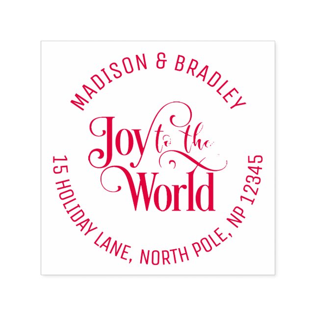 Joy To The World Christmas Holidays Red Script Self-inking Stamp (Design)