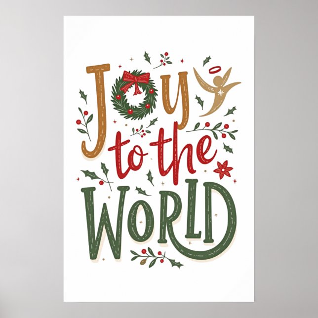 Joy To The World Christmas Poster Wall Art (Front)