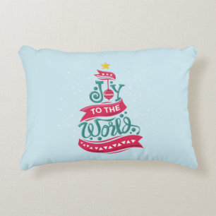 Joy to the World Christmas Quote Typography Accent Pillow