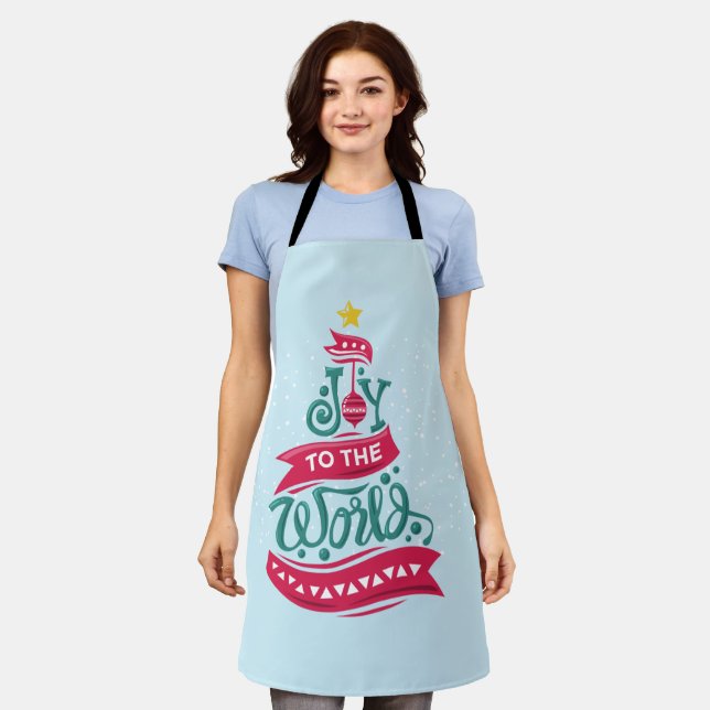 Joy to the World Christmas Quote Typography Apron (Worn)