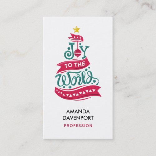 Joy to the World Christmas Quote Typography Business Card