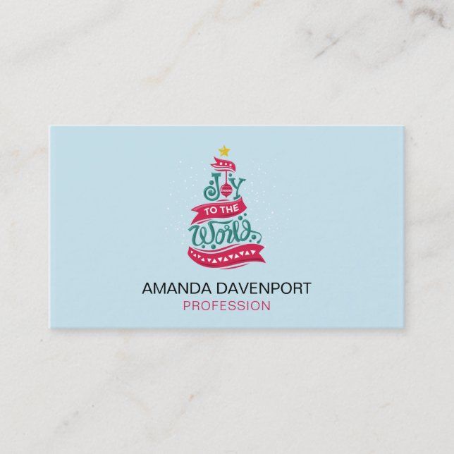 Joy to the World Christmas Quote Typography Business Card (Front)