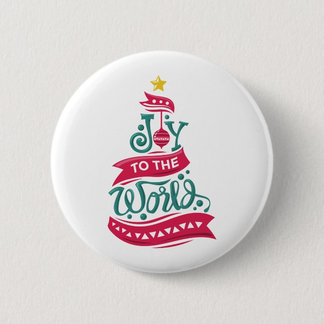 Joy to the World Christmas Quote Typography Button (Front)