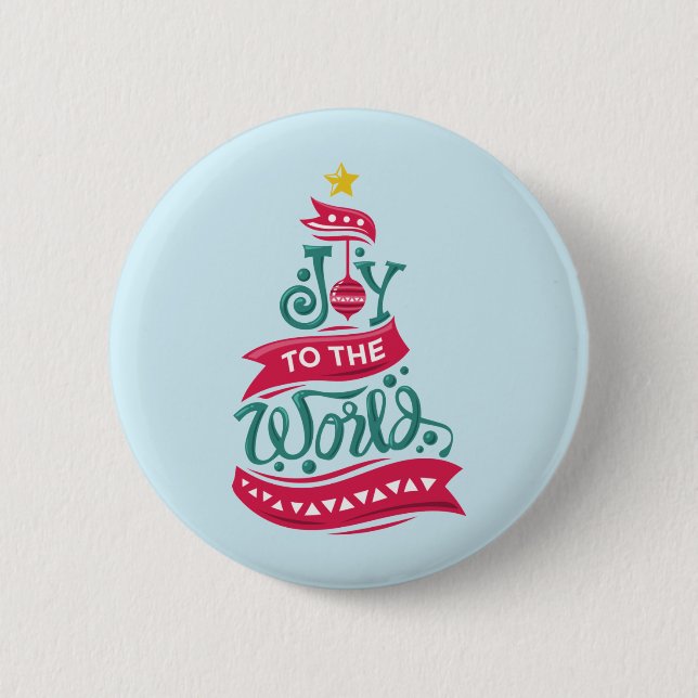 Joy to the World Christmas Quote Typography Button (Front)