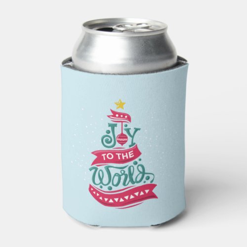 Joy to the World Christmas Quote Typography Can Cooler