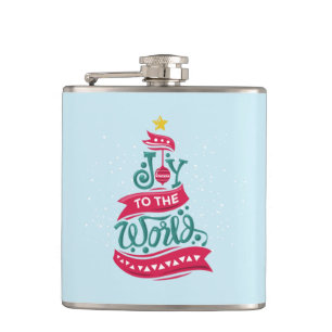 Joy to the World Christmas Quote Typography Flask