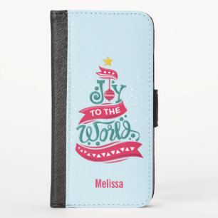 Joy to the World Christmas Quote Typography iPhone X Wallet Case