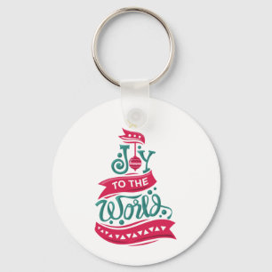 Joy to the World Christmas Quote Typography Keychain