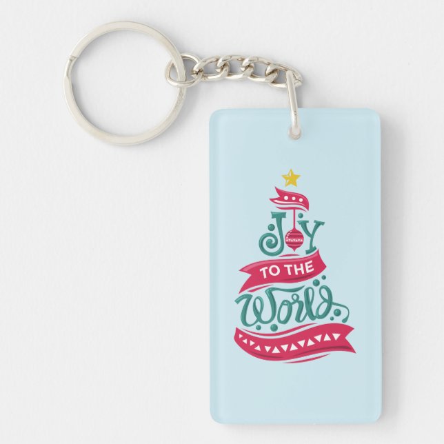 Joy to the World Christmas Quote Typography Keychain (Front)