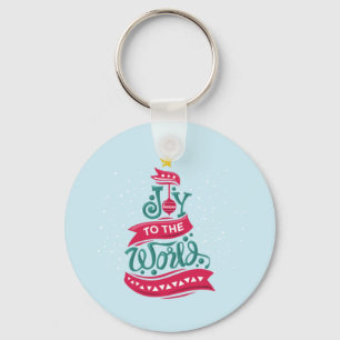 Joy to the World Christmas Quote Typography Keychain