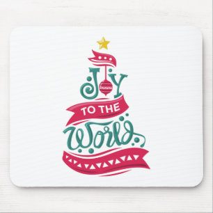Joy to the World Christmas Quote Typography Mouse Pad