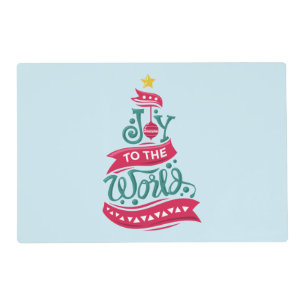 Joy to the World Christmas Quote Typography Placemat