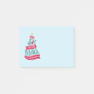 Joy to the World Christmas Quote Typography Post-it Notes
