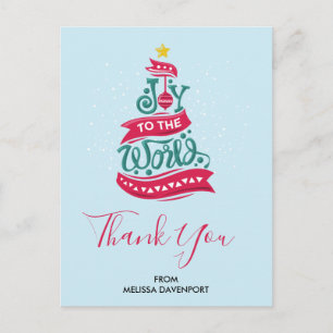 Joy to the World Christmas Quote Typography Postcard