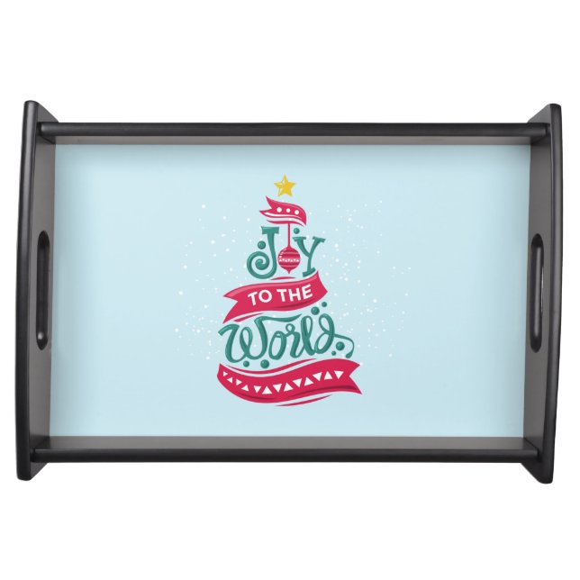 Joy to the World Christmas Quote Typography Serving Tray (Front)