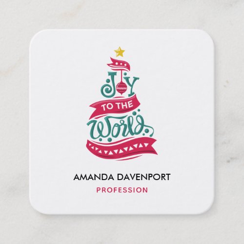 Joy to the World Christmas Quote Typography Square Business Card