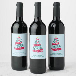Joy to the World Christmas Quote Typography Wine Label