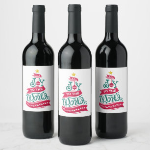 Joy to the World Christmas Quote Typography Wine Label