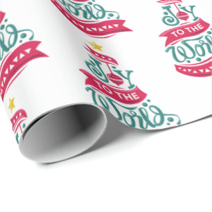 Joy to the World Christmas Quote Typography Wrapping Paper