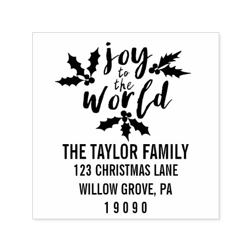 Joy to the World Christmas Return Address Self_inking Stamp