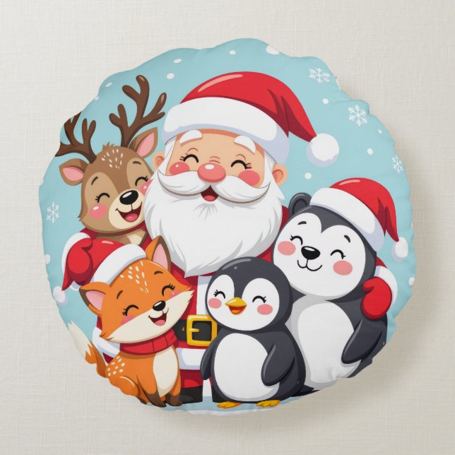 Joy to the World Christmas Round Pillow (Back)