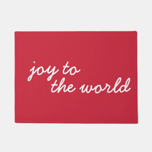 Joy To The World Christmas Simple Script Red  Doormat