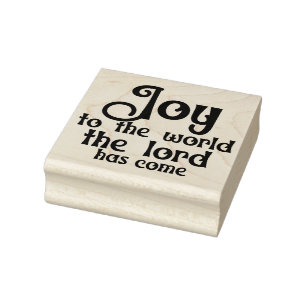 Joy To The World Christmas Square Wood Rubber Stamp