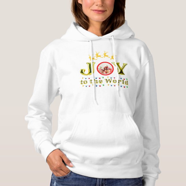 "Joy to the World" Christmas-themed hoodie (Front)