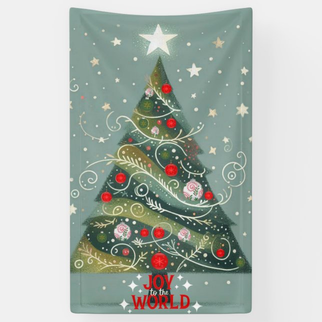 Joy to the world Christmas tree Banner (Vertical)