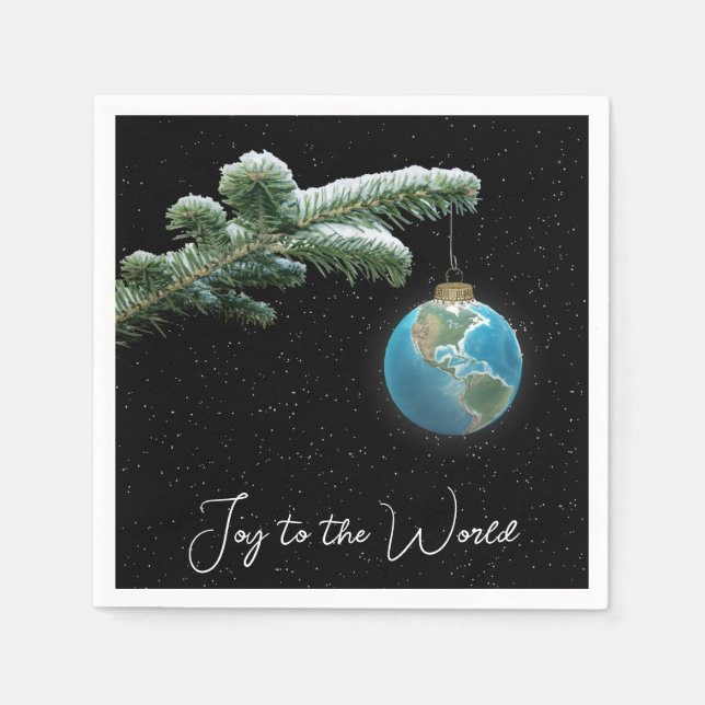 Joy to the World Christmas World Globe Ornament Napkins (Front)