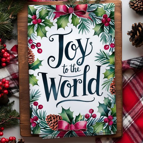 Joy To The World Christmas Wreath Kitchen Towel